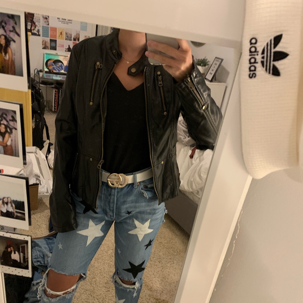 TCEC black leather jacket size S